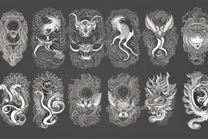 Lion dragon shaman Pegasus
 mystical
 lions mane
dragons wings
dragons feet
abstract negative space
dark
hallucinogenic
Fortune teller
Chrystal ball
Orbuculum tattoo idea