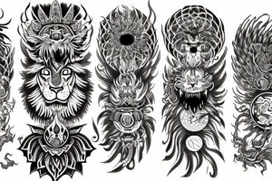 Lion dragon shaman Pegasus
 mystical
 lions mane
dragons wings
dragons feet
abstract negative space
dark
hallucinogenic
Fortune teller
Chrystal ball
Orbuculum tattoo idea