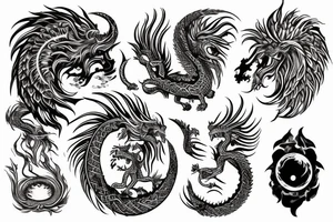Lion dragon shaman Pegasus
 mystical
 lions mane
dragons wings
dragons feet
abstract negative space
dark
hallucinogenic
Fortune teller
Chrystal ball
Orbuculum
yin yang tattoo idea