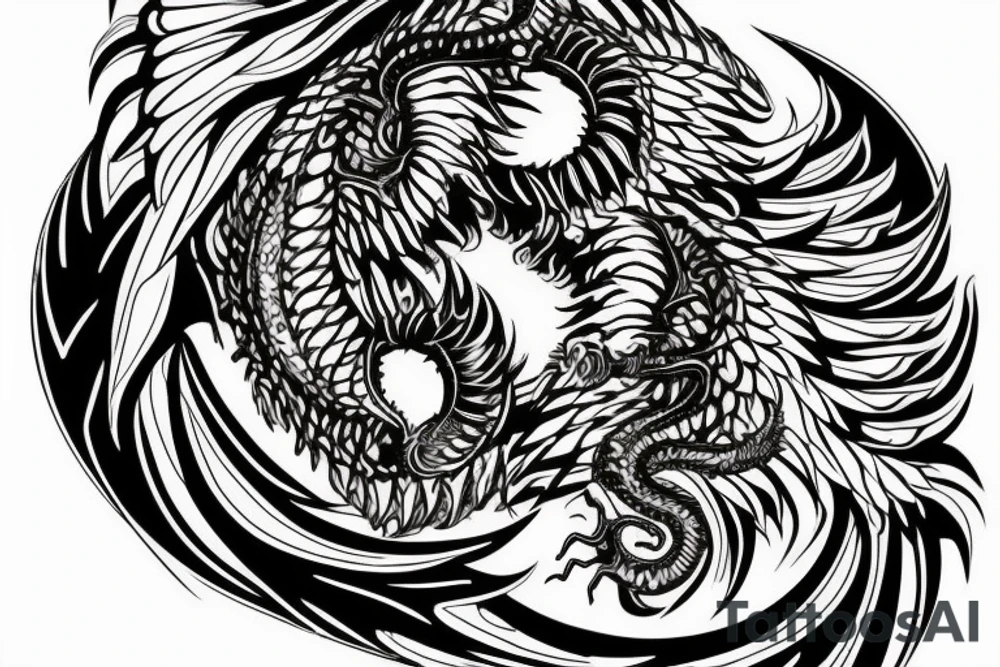 Lion dragon shaman Pegasus
 mystical
 lions mane
dragons wings
dragons feet
abstract negative space
dark
hallucinogenic
Fortune teller
Chrystal ball
Orbuculum
yin yang tattoo idea