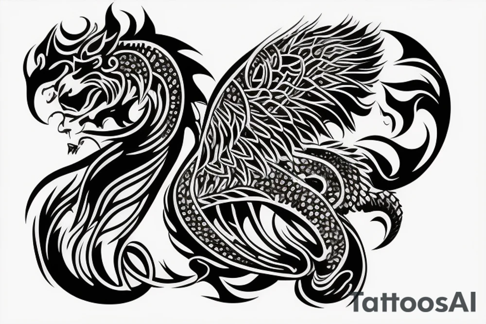Lion dragon shaman Pegasus
 mystical
 lions mane
dragons wings
dragons feet
abstract negative space
dark
hallucinogenic
Fortune teller
Chrystal ball
Orbuculum
yin yang tattoo idea