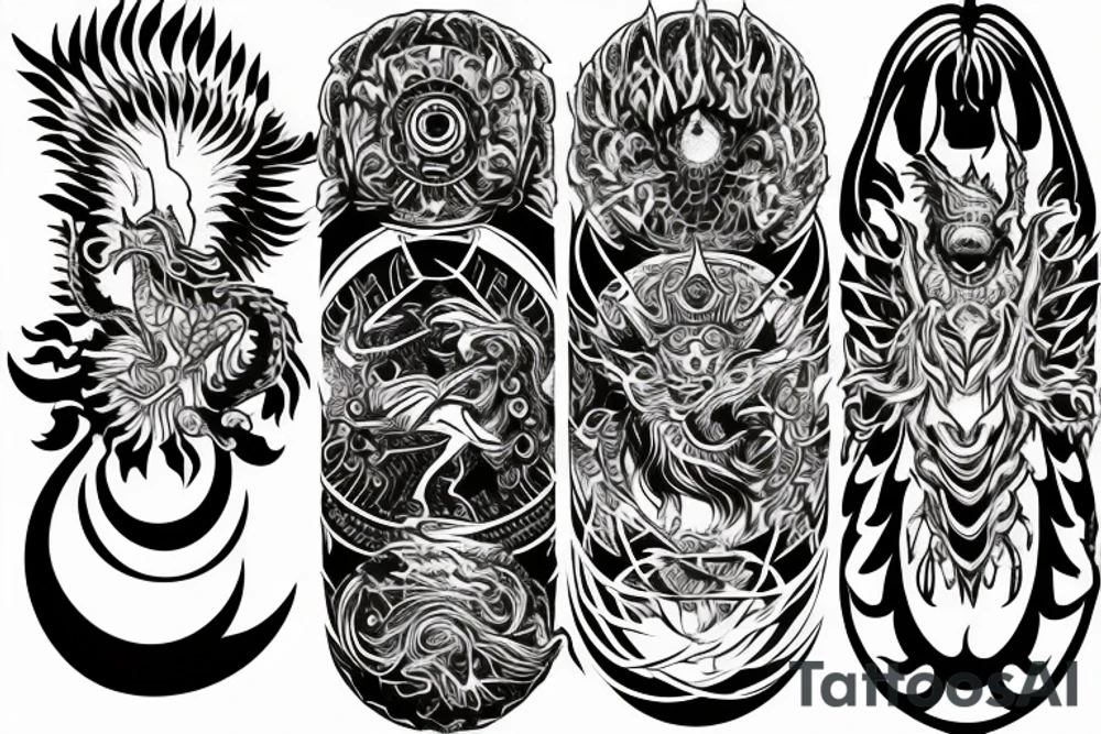 Lion dragon shaman Pegasus
 mystical
 lions mane
dragons wings
dragons feet
abstract negative space
dark
hallucinogenic
Fortune teller
Chrystal ball
Orbuculum tattoo idea