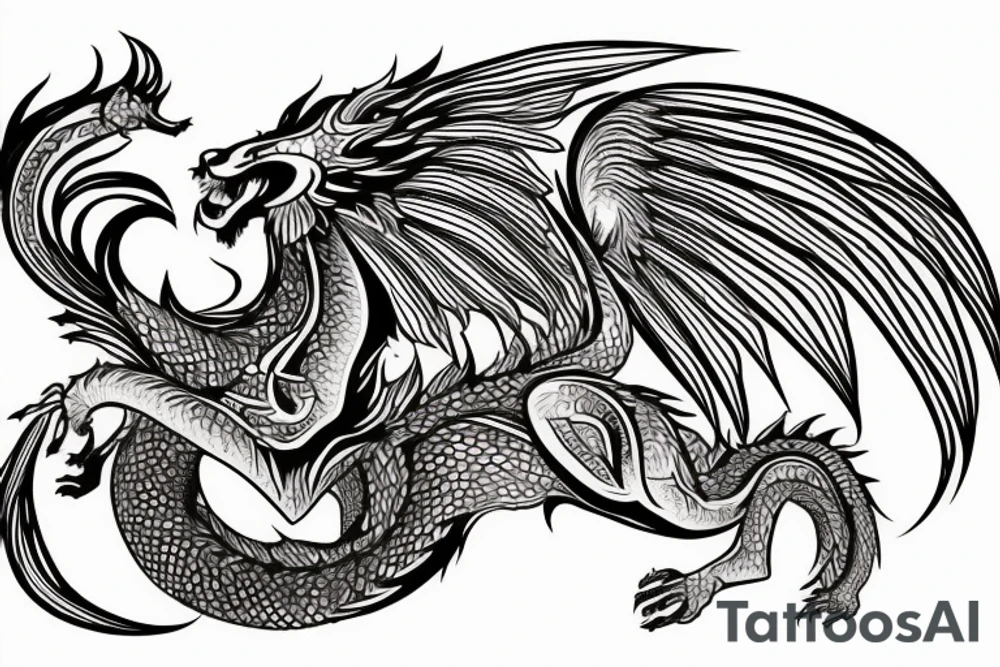 Lion dragon shaman Pegasus
 mystical
 lions mane
dragons wings
dragons feet
abstract negative space
dark
hallucinogenic
Fortune teller
Chrystal ball
Orbuculum tattoo idea