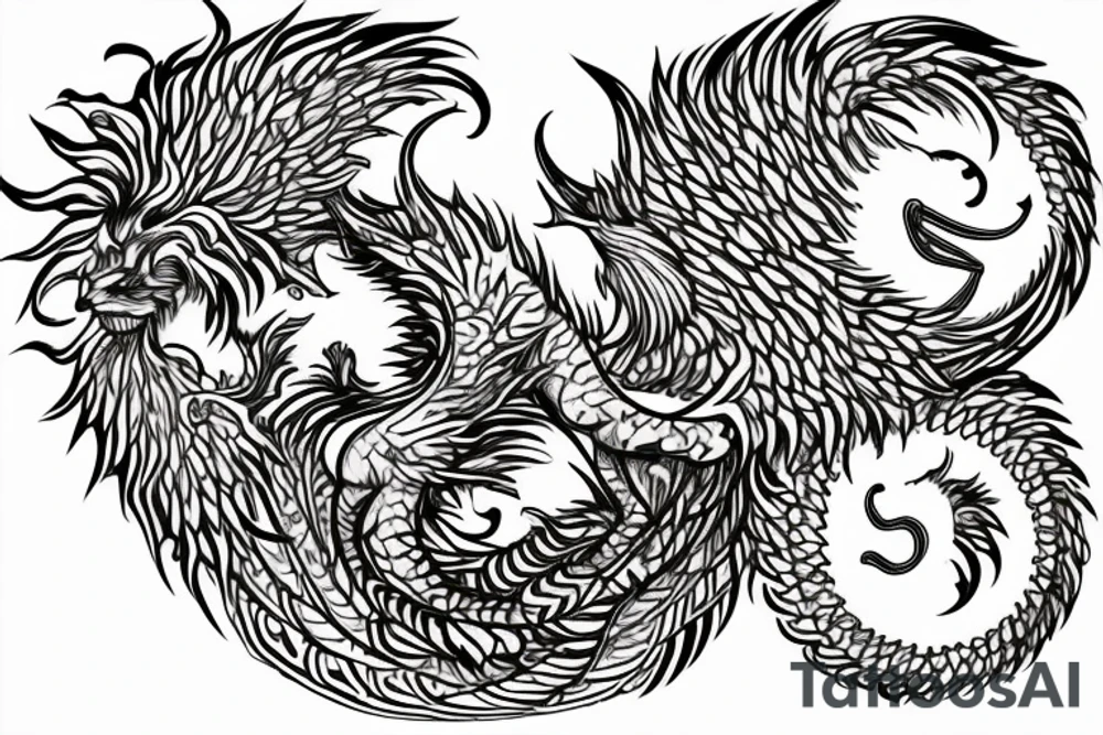 Lion dragon shaman Pegasus
 mystical
 lions mane
dragons wings
dragons feet
abstract negative space
dark
hallucinogenic
Fortune teller
Chrystal ball
Orbuculum tattoo idea