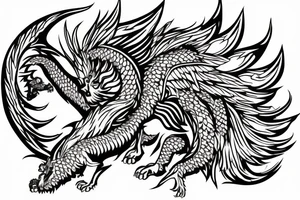 Lion dragon shaman Pegasus
 mystical
 lions mane
dragons wings
dragons feet
abstract negative space
dark
hallucinogenic
Fortune teller
Chrystal ball
Orbuculum tattoo idea