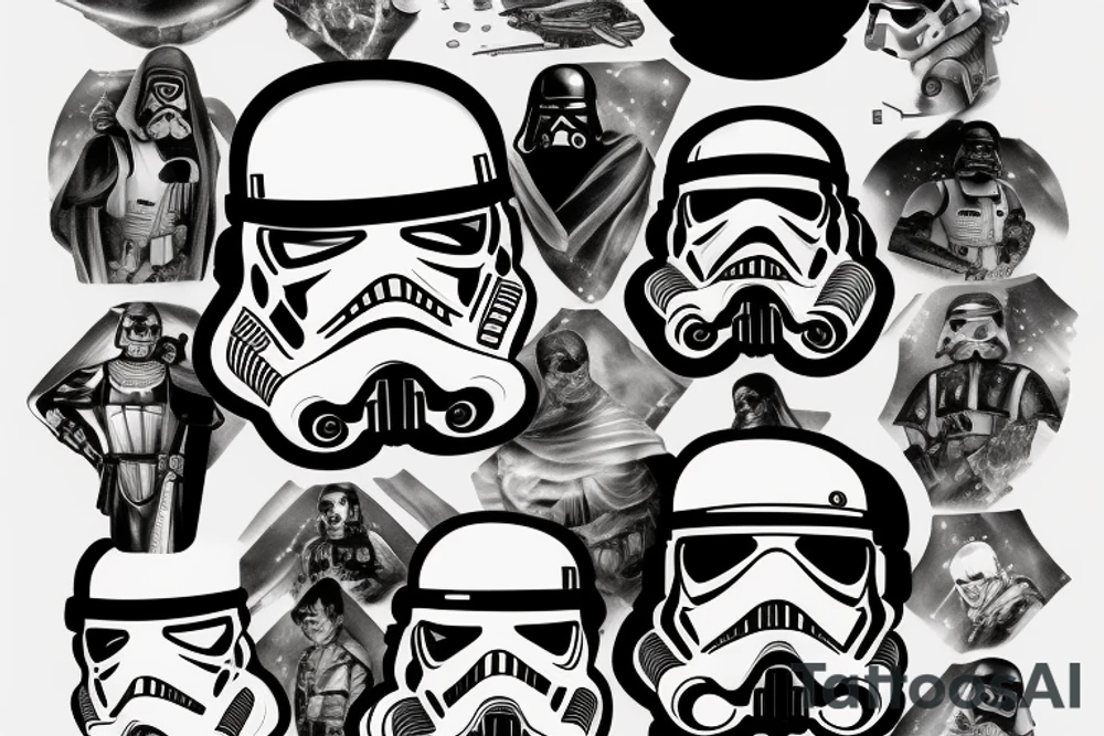 darth vadar wearing a storm trooper helmet tattoo idea