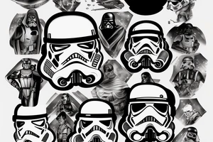 darth vadar wearing a storm trooper helmet tattoo idea