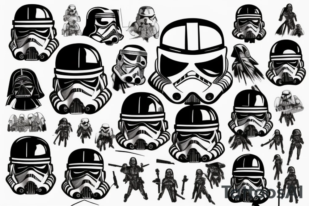 darth vadar wearing a storm trooper helmet tattoo idea