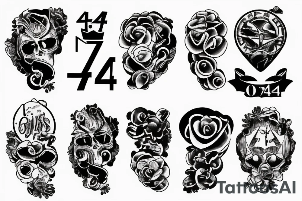 the numbers 4 4 4 tattoo idea