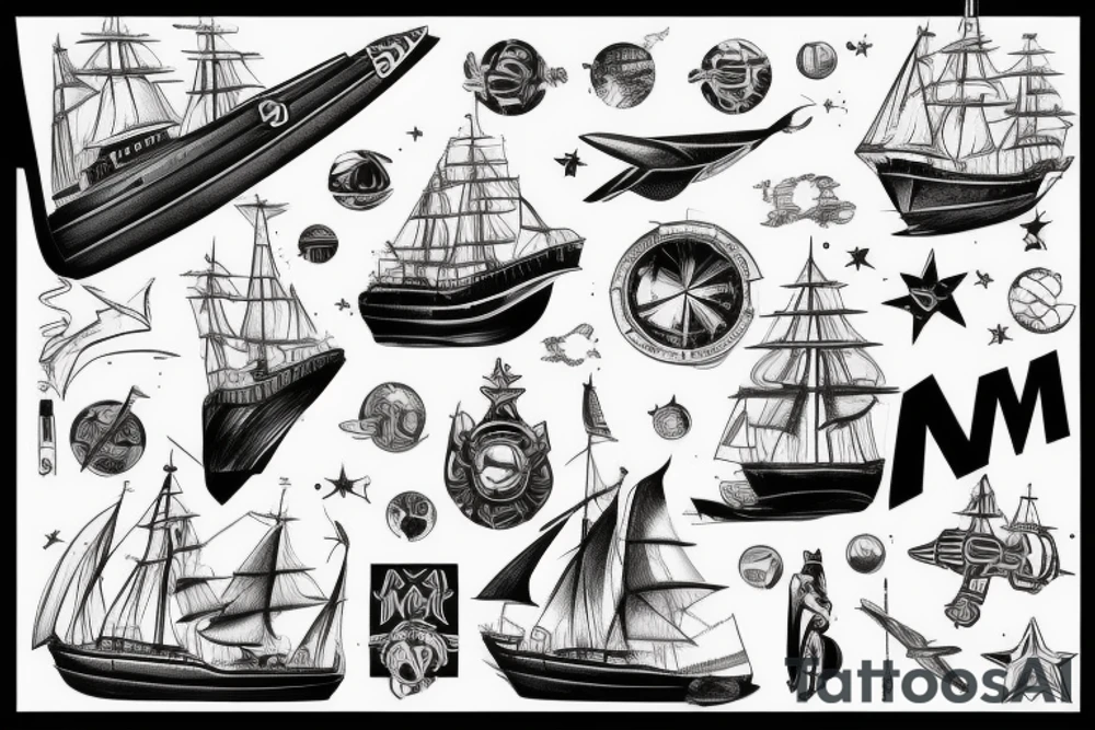 Syfy, modern, for man, star ship tattoo idea