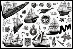 Syfy, modern, for man, star ship tattoo idea
