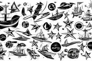 Syfy, modern, for man, star ship tattoo idea