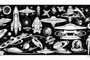 Syfy, for man, on shoulder, space, star ship, star trek tattoo idea