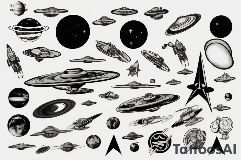 Syfy, for man, space, star ship, star trek tattoo idea