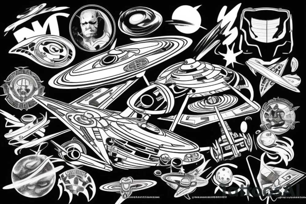 Syfy, for man, space, star ship, star trek tattoo idea