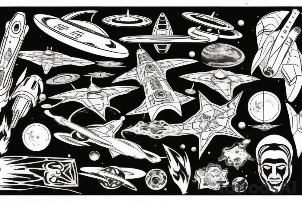 Syfy, for man, space, star ship, star trek tattoo idea