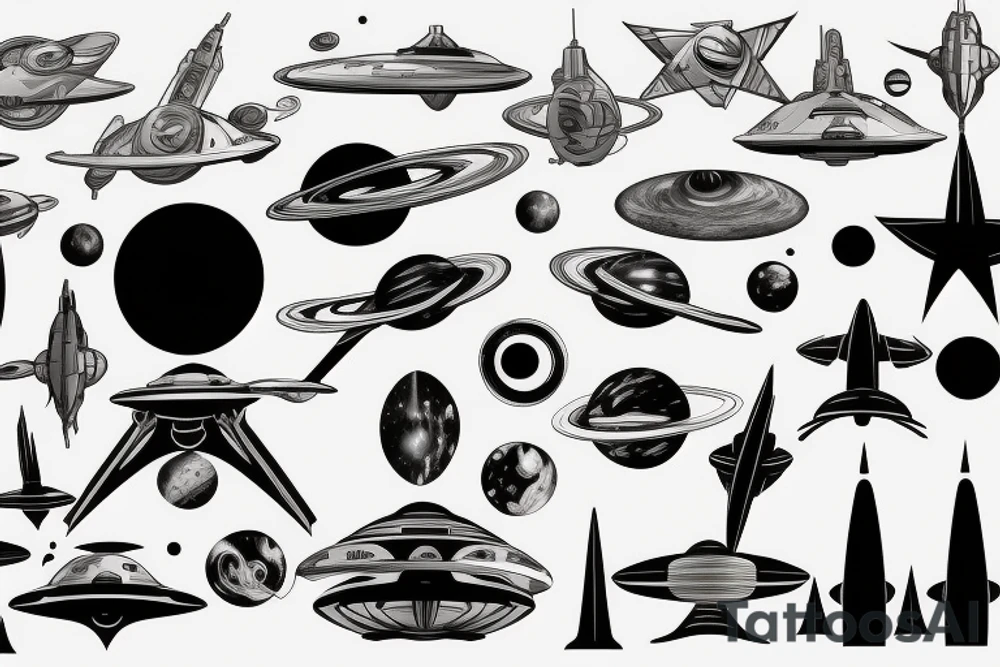 Syfy, for man, space, star ship, star trek tattoo idea