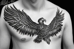 a eagle's wing with the name "Hourria" inside it tattoo idea