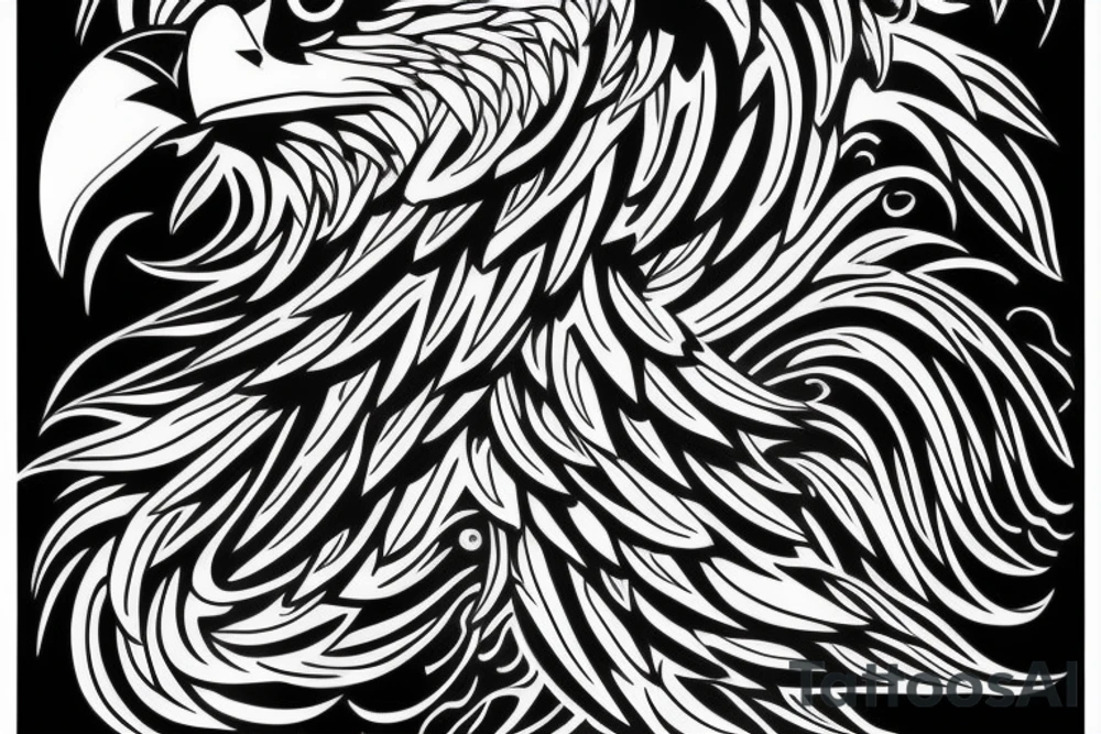 a eagle's wing with the name "Hourria" inside it tattoo idea