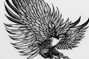 an eagle's wing with the name "Hourria" inside it tattoo idea
