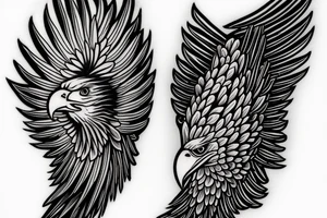 an eagle's wing with the text "Hourria" inside it tattoo idea