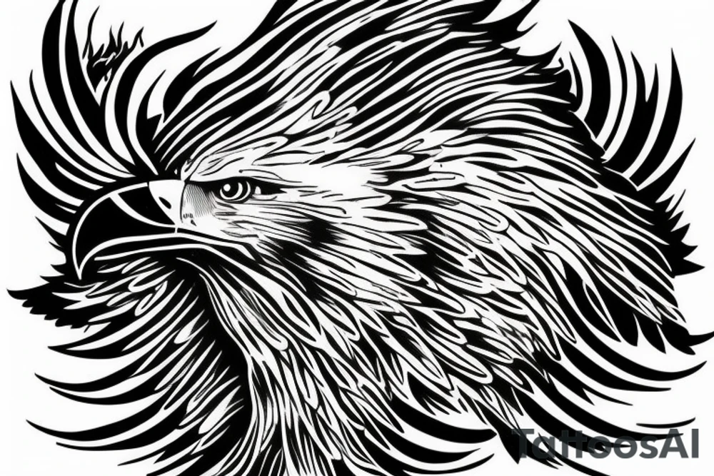an eagle's wing with the text "Hourria" inside it tattoo idea