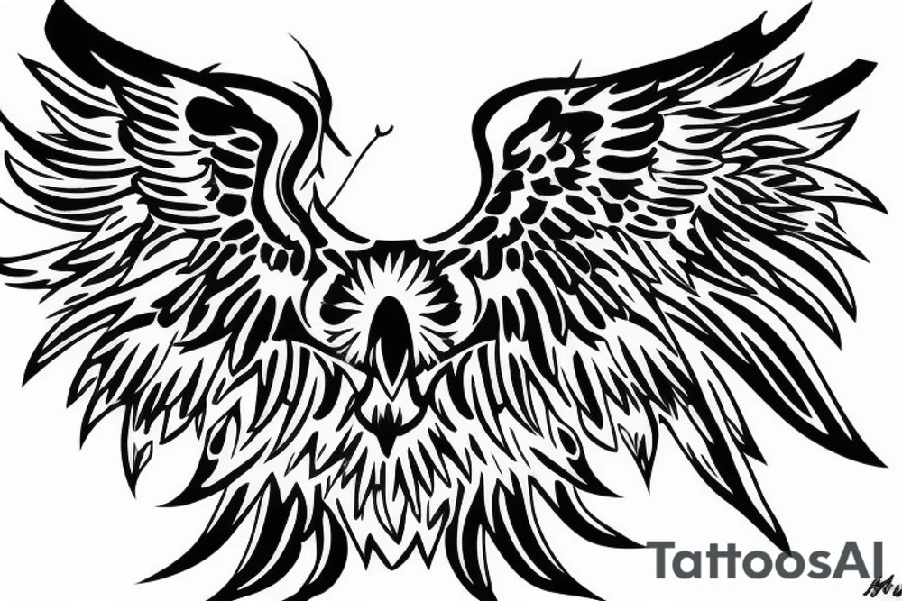 one eagle's wing with the text "Hourria" inside it tattoo idea