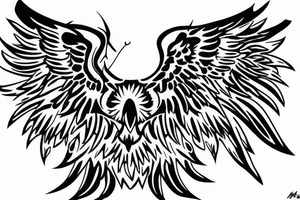 one eagle's wing with the text "Hourria" inside it tattoo idea