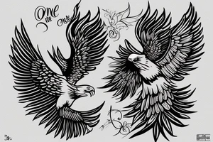 one eagle's wing with the text "Hourria" inside it tattoo idea