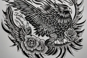 one eagle's wing with the text "Hourria" inside it tattoo idea