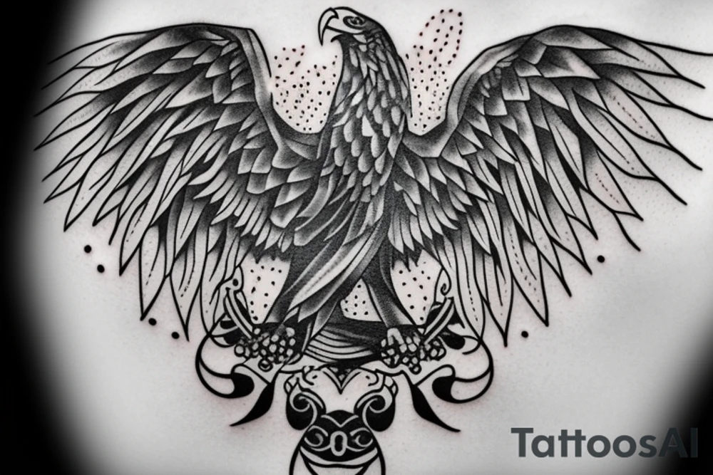 one eagle's wing with the text "Hourria" inside it tattoo idea
