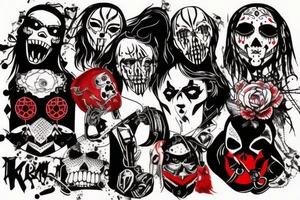 trash polka red and black, full slave tattoo idea