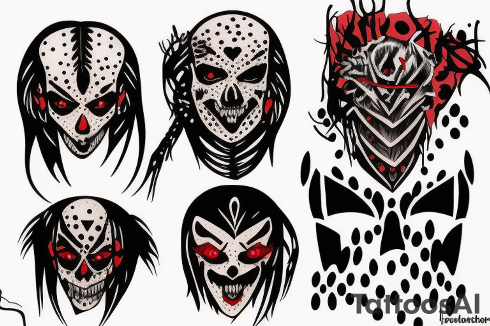 trash polka red and black, full slave tattoo idea