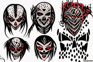 trash polka red and black, full slave tattoo idea