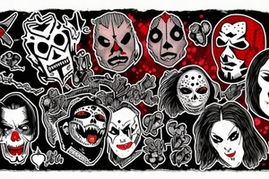 trash polka, red and black, full slave tattoo idea