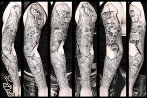 trash polka full sleeve tattoo tattoo idea