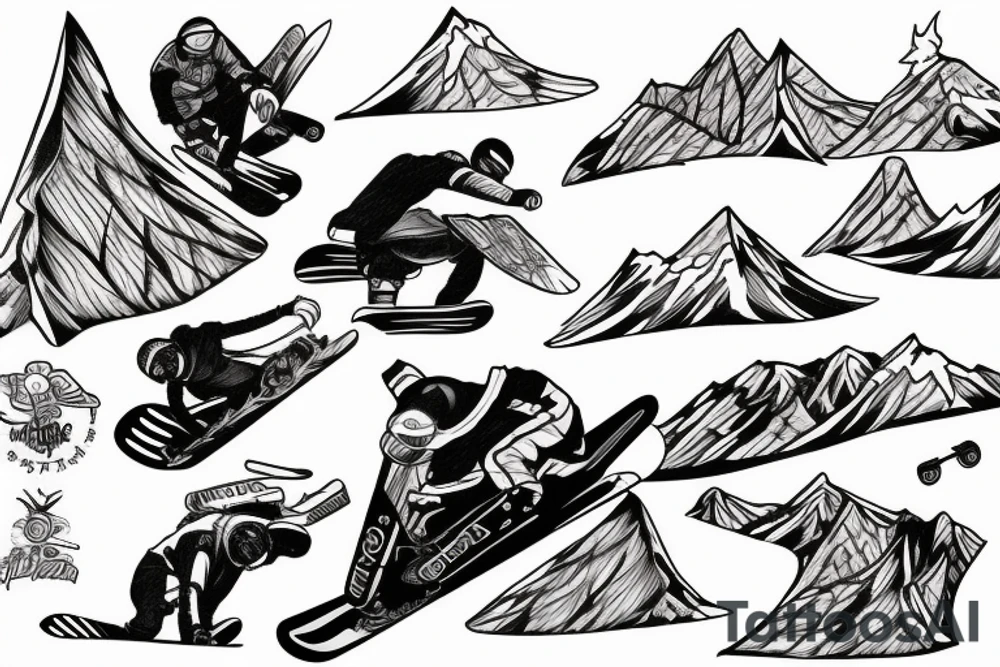 ben snowboard freeriding on lucas's backside tattoo idea