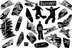 ben snowboard freeriding on lucas's backside of body tattoo idea