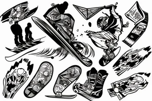 ben snowboard freeriding on another persons backside of body tattoo idea