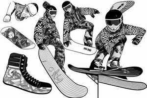 ben snowboard freeriding on another persons backside of body tattoo idea