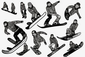 ben snowboard freeriding on another persons backside of body tattoo idea