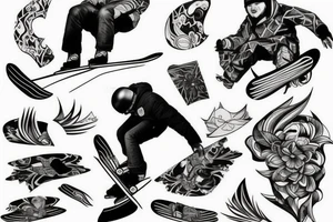 ben snowboarding on another persons backside of body tattoo idea