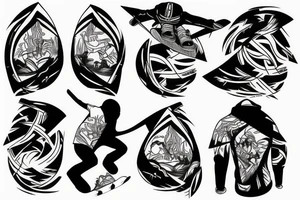 ben snowboarding on another persons backside of body tattoo idea