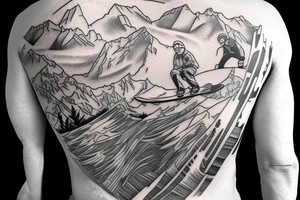 ben snowboarding on another persons backside of body tattoo idea