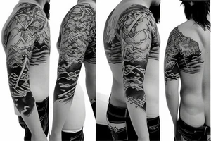 ben snowboarding on another persons backside of body tattoo idea