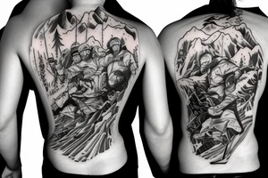 ben snowboarding on another persons backside of body tattoo idea