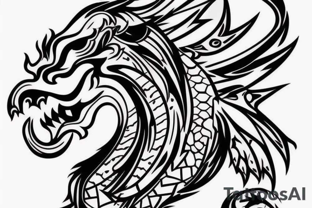 lion and dragon, pegasus, shaman, totem pole, abstract negative space, not ugly, expressive, colour, trippy, lions mane, dragon feet, sharp claws tattoo idea