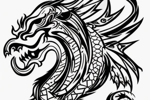 lion and dragon, pegasus, shaman, totem pole, abstract negative space, not ugly, expressive, colour, trippy, lions mane, dragon feet, sharp claws tattoo idea