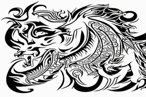 lion and dragon, pegasus, shaman, totem pole, abstract negative space, not ugly, expressive, colour, trippy, lions mane, dragon feet, sharp claws, crystal ball tattoo idea