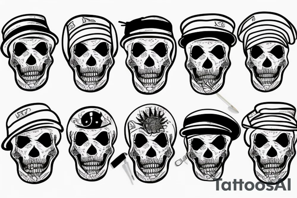 Bucket hat skeleton tattoo idea